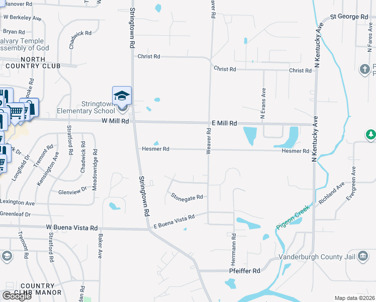 map of restaurants, bars, coffee shops, grocery stores, and more near 301-399 Hesmer Road in Evansville