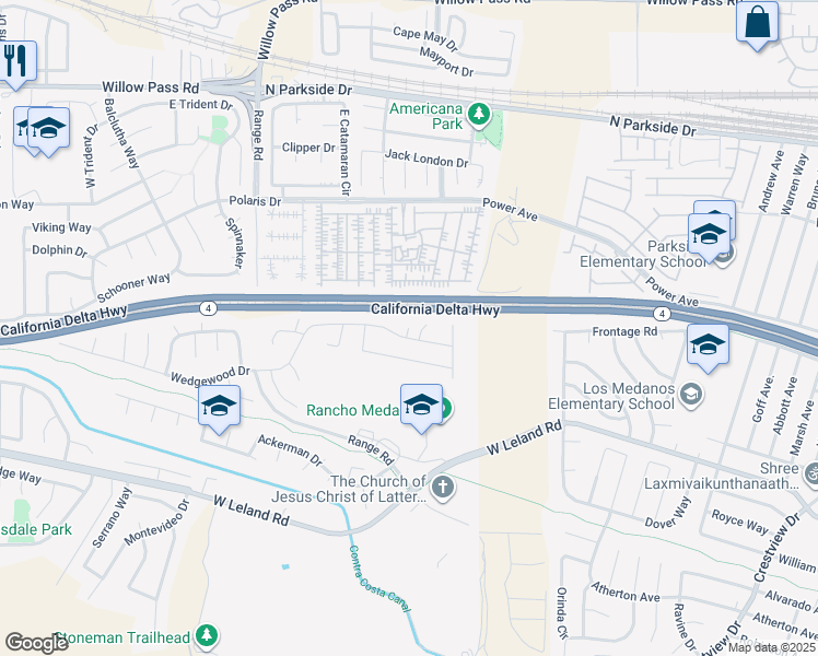 map of restaurants, bars, coffee shops, grocery stores, and more near 742 Wedgewood Drive in Pittsburg
