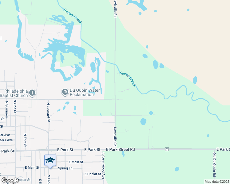 map of restaurants, bars, coffee shops, grocery stores, and more near 2427 Davisville Road in Du Quoin