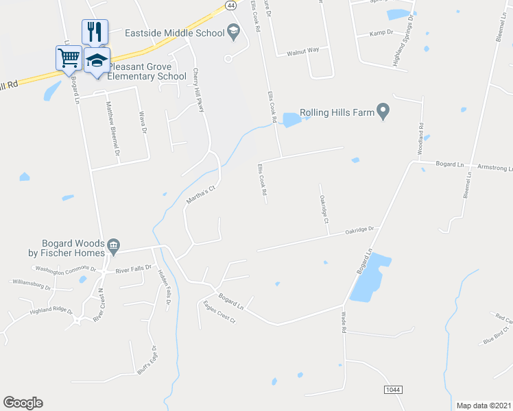 map of restaurants, bars, coffee shops, grocery stores, and more near 841 Ellis Cook Road in Mount Washington