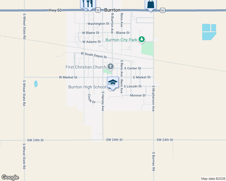 map of restaurants, bars, coffee shops, grocery stores, and more near in Burrton