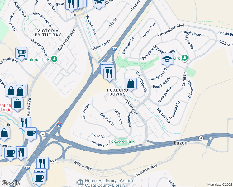 map of restaurants, bars, coffee shops, grocery stores, and more near 802 Dover in Hercules