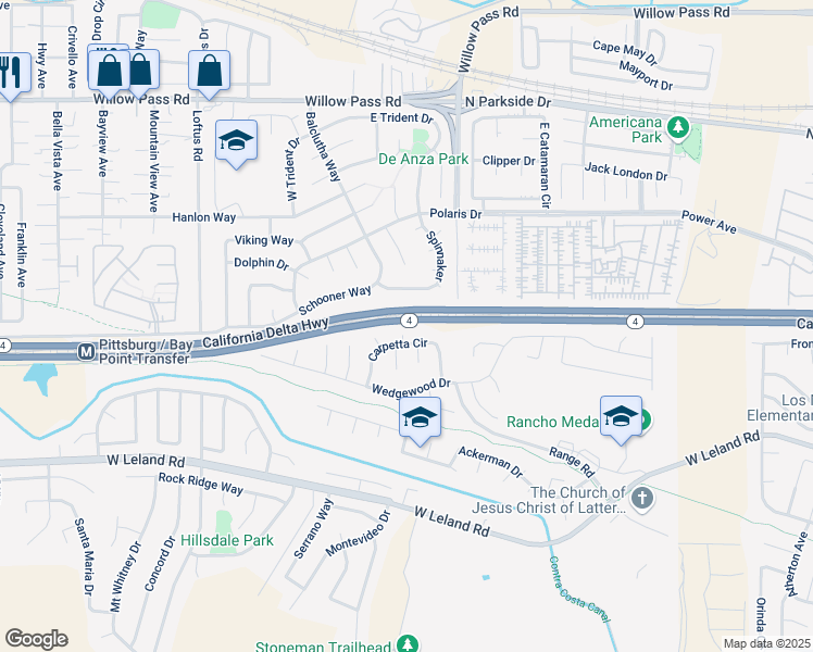 map of restaurants, bars, coffee shops, grocery stores, and more near 841 Carpetta Circle in Pittsburg