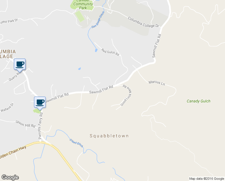 map of restaurants, bars, coffee shops, grocery stores, and more near 21917 Squabble Town Road in Sonora