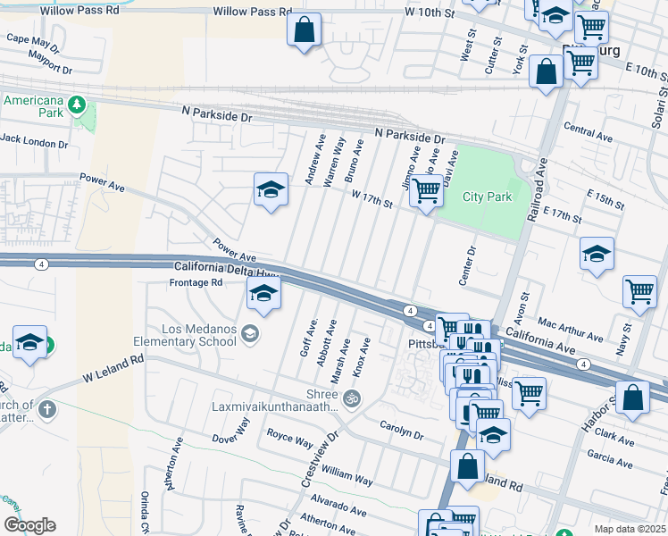 map of restaurants, bars, coffee shops, grocery stores, and more near 2107 Goff Avenue in Pittsburg