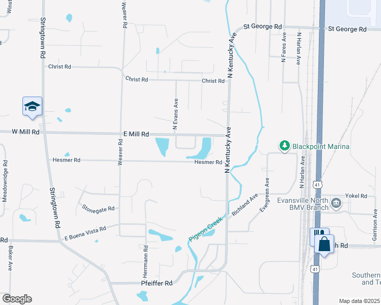 map of restaurants, bars, coffee shops, grocery stores, and more near 818 Harmon Court in Evansville