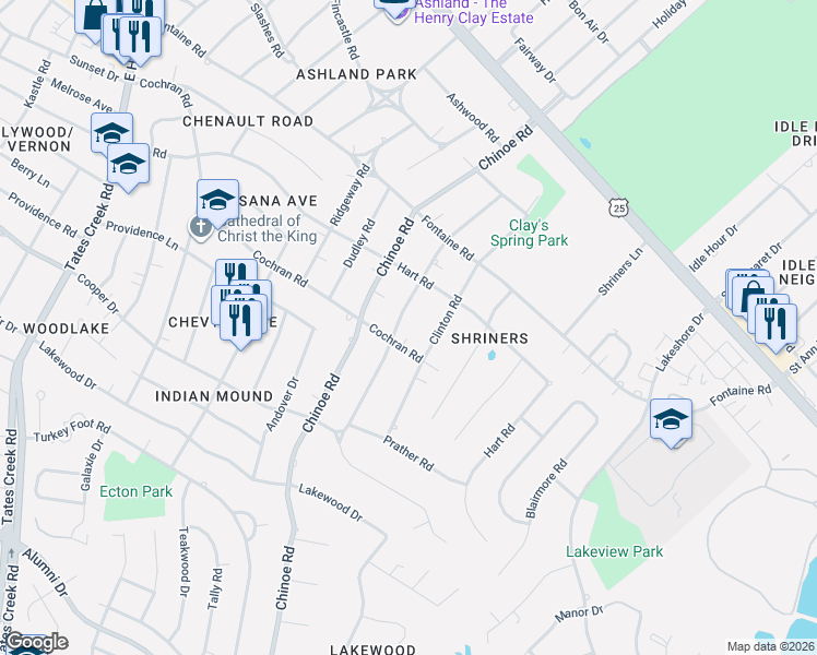 map of restaurants, bars, coffee shops, grocery stores, and more near 425 Culpepper Road in Lexington