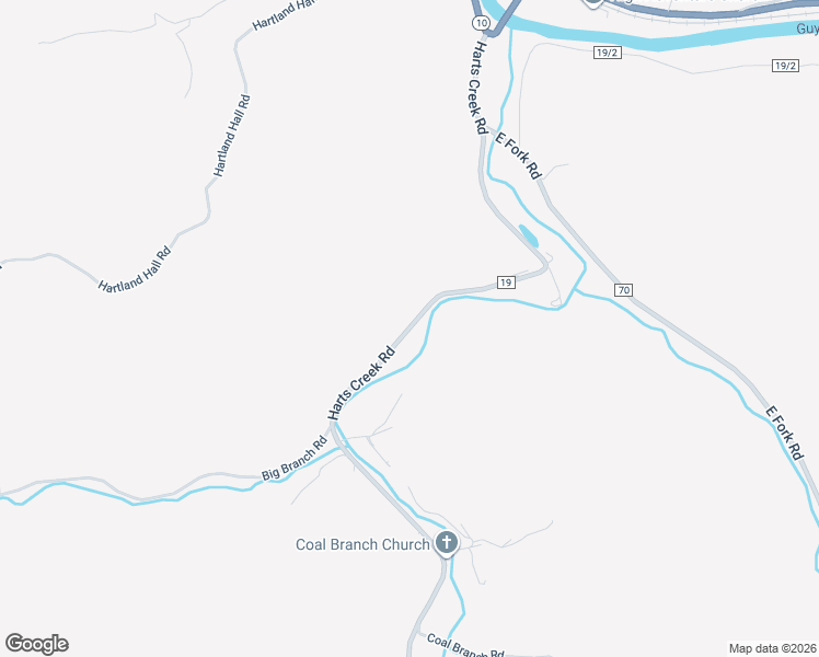 map of restaurants, bars, coffee shops, grocery stores, and more near Harts Creek Road in Harts