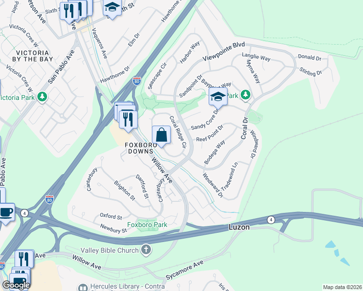 map of restaurants, bars, coffee shops, grocery stores, and more near 731 Coral Ridge Circle in Rodeo