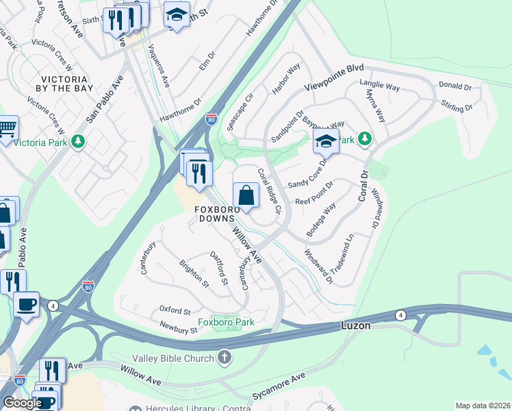 map of restaurants, bars, coffee shops, grocery stores, and more near 113 Bonita Court in Rodeo