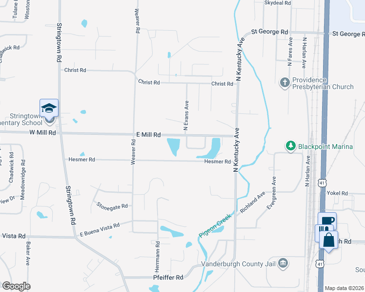 map of restaurants, bars, coffee shops, grocery stores, and more near 805 Harmon Court in Evansville