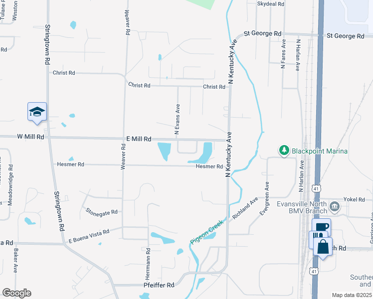 map of restaurants, bars, coffee shops, grocery stores, and more near 818 Harmon Court in Evansville