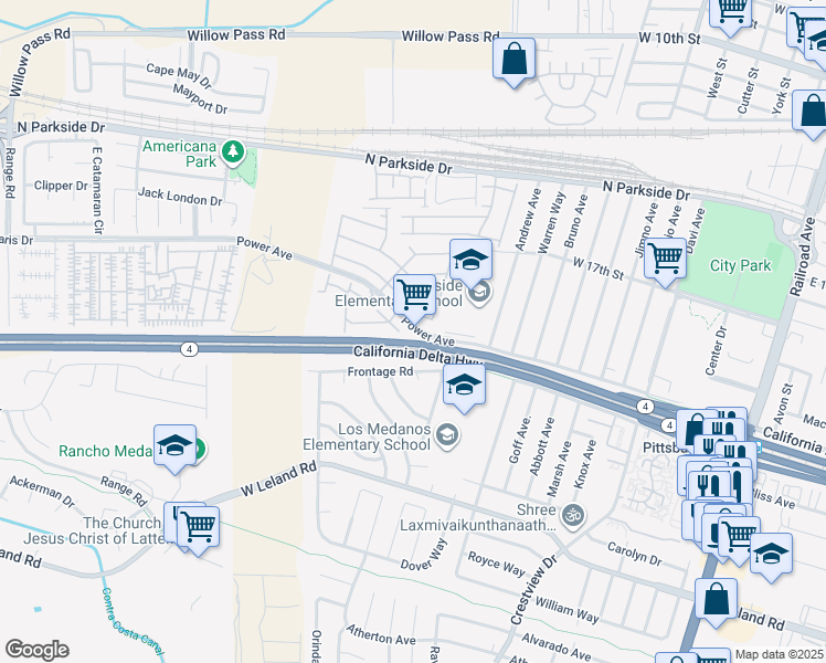map of restaurants, bars, coffee shops, grocery stores, and more near 1006 Mepham Drive in Pittsburg