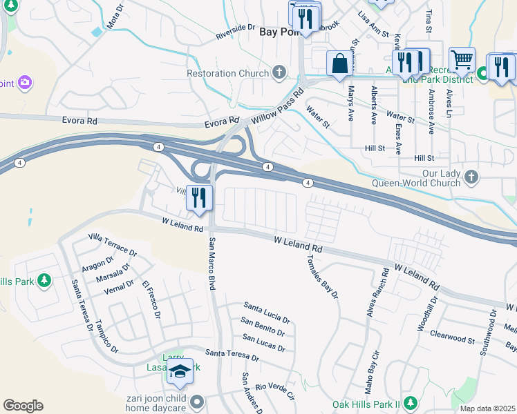map of restaurants, bars, coffee shops, grocery stores, and more near 2436 Sienna Drive in Pittsburg