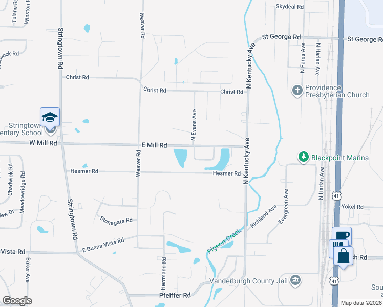 map of restaurants, bars, coffee shops, grocery stores, and more near 805 Harmon Court in Evansville