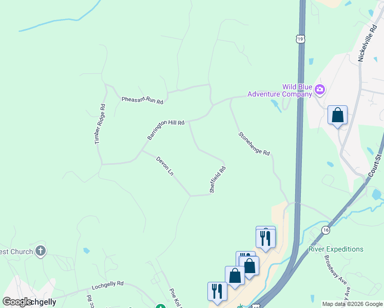 map of restaurants, bars, coffee shops, grocery stores, and more near 132 Sheffield Road in Fayetteville