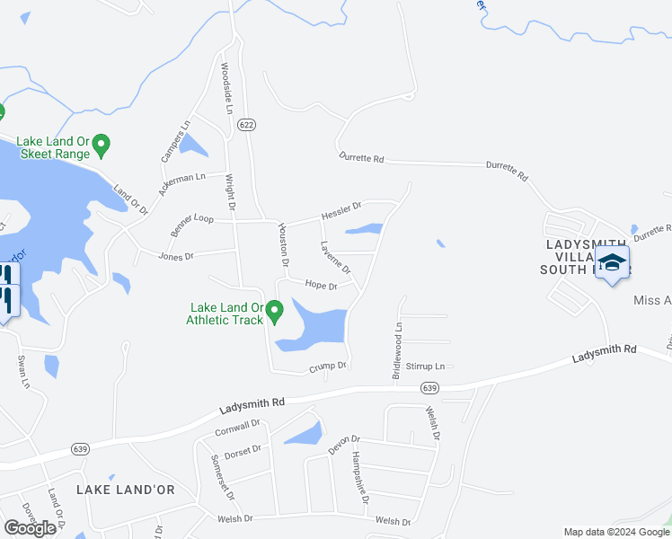 map of restaurants, bars, coffee shops, grocery stores, and more near 803 Laverne Drive in Ruther Glen