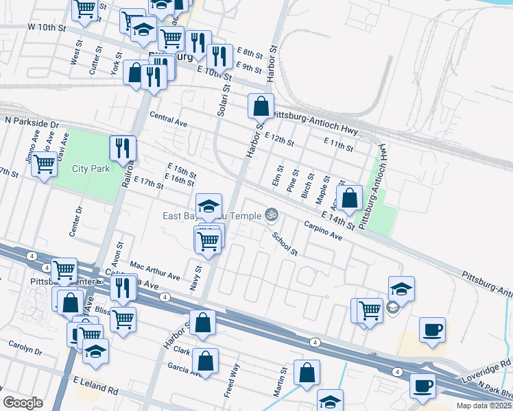 map of restaurants, bars, coffee shops, grocery stores, and more near 540 Carpino Avenue in Pittsburg