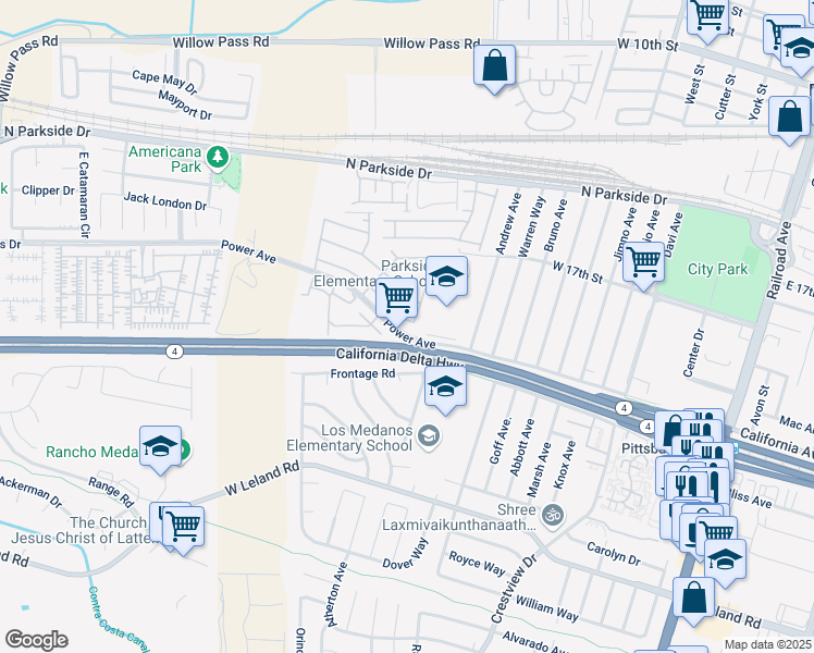 map of restaurants, bars, coffee shops, grocery stores, and more near 1006 Mepham Drive in Pittsburg