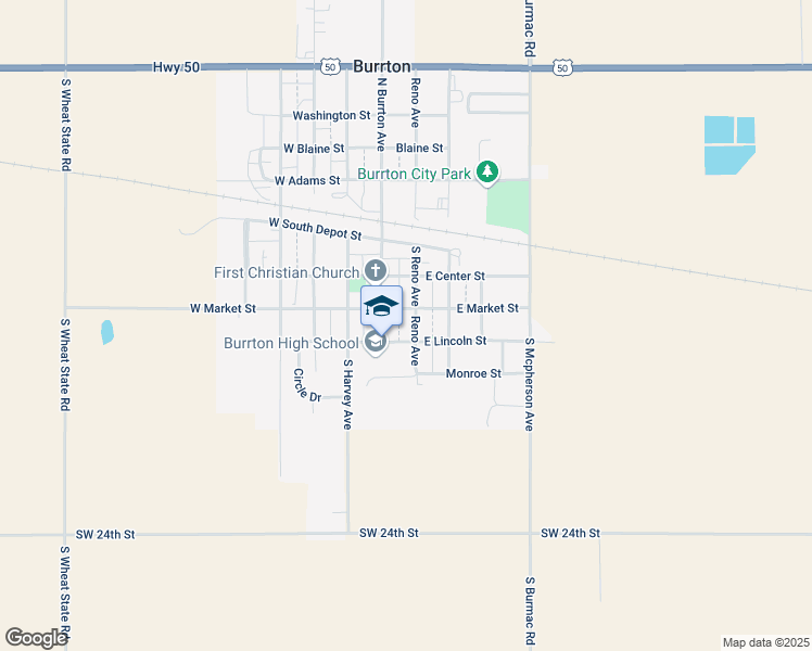 map of restaurants, bars, coffee shops, grocery stores, and more near 316 S Burrton Ave in Burrton