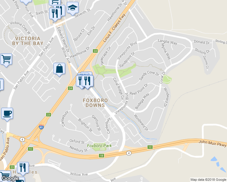 map of restaurants, bars, coffee shops, grocery stores, and more near 113 Bonita Court in Rodeo