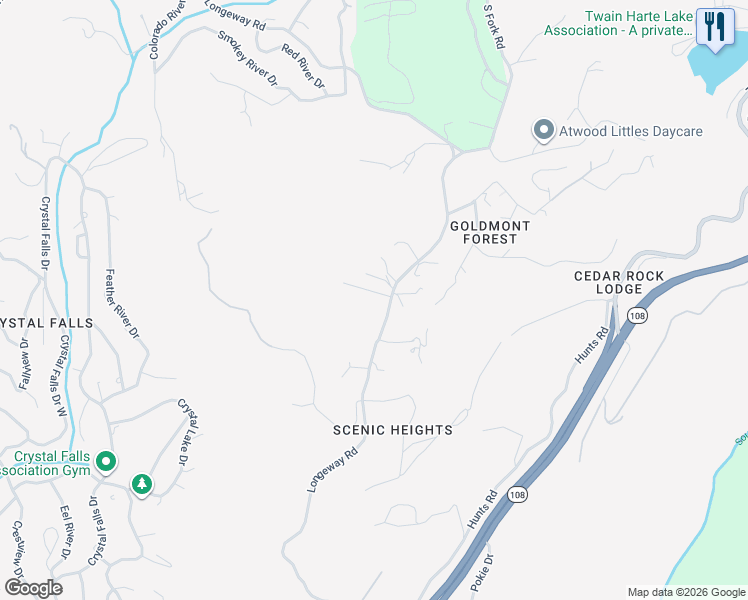 map of restaurants, bars, coffee shops, grocery stores, and more near 22000 Longeway Road in Sonora