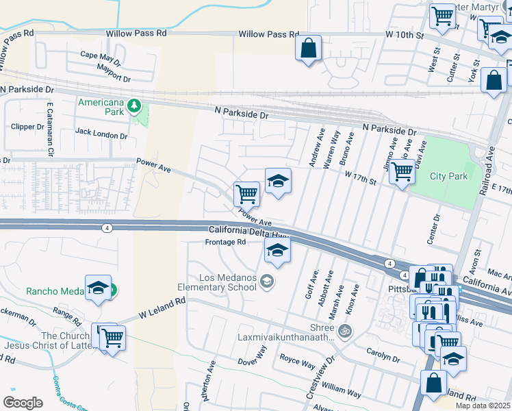 map of restaurants, bars, coffee shops, grocery stores, and more near 1005 Mepham Drive in Pittsburg
