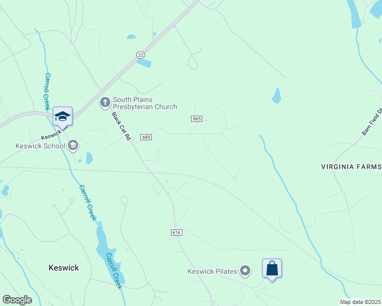 map of restaurants, bars, coffee shops, grocery stores, and more near 4335 Bunker Hill Road in Keswick