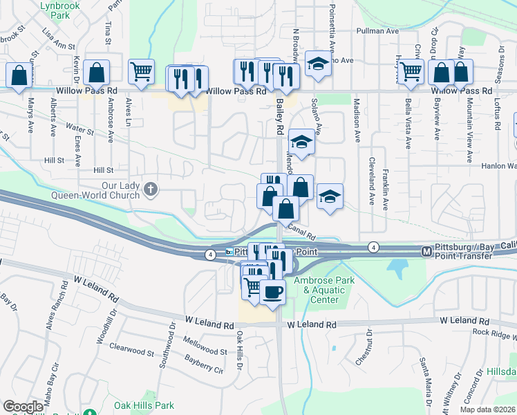 map of restaurants, bars, coffee shops, grocery stores, and more near 210 Amerson Avenue in Bay Point