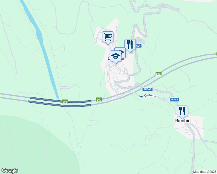 map of restaurants, bars, coffee shops, grocery stores, and more near 196 Via Umberto in Caronia