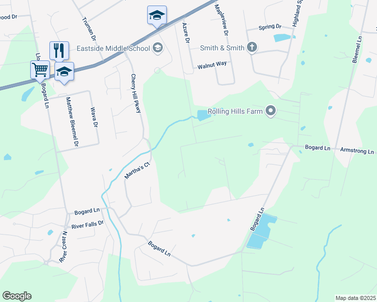 map of restaurants, bars, coffee shops, grocery stores, and more near 658 Ellis Cook Road in Mount Washington