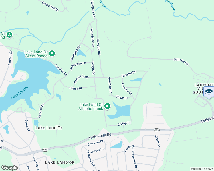 map of restaurants, bars, coffee shops, grocery stores, and more near 811 Houston Drive in Ruther Glen