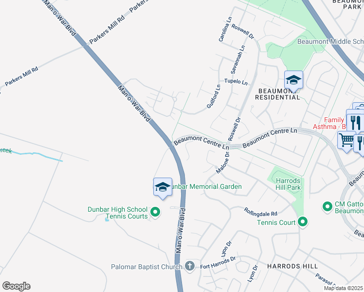 map of restaurants, bars, coffee shops, grocery stores, and more near 3217 Linville Lane in Lexington