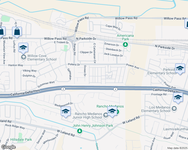 map of restaurants, bars, coffee shops, grocery stores, and more near 93 La Habra in Pittsburg