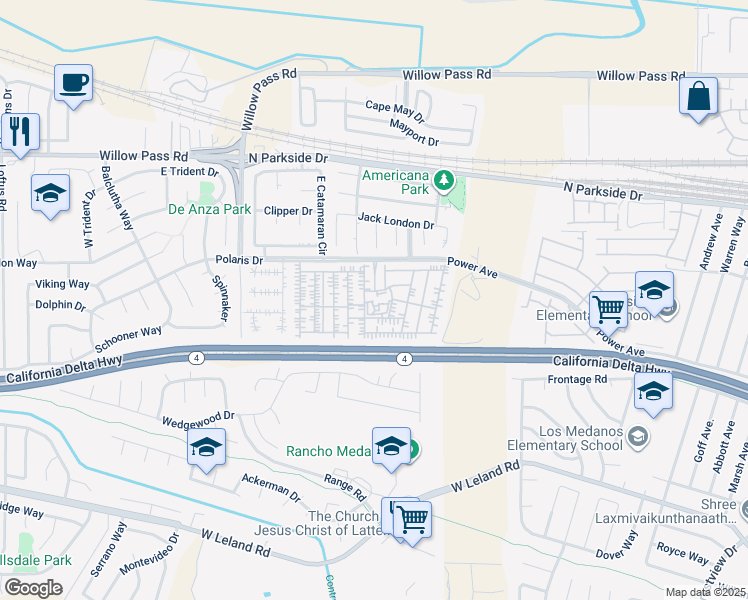 map of restaurants, bars, coffee shops, grocery stores, and more near 109 Klamath in Pittsburg