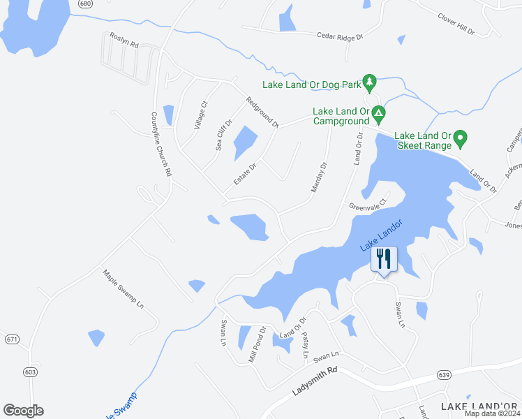 map of restaurants, bars, coffee shops, grocery stores, and more near 713 Glen Cove Drive in Ruther Glen