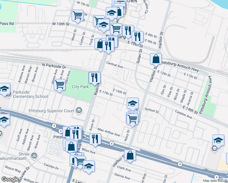 map of restaurants, bars, coffee shops, grocery stores, and more near 1608 Norton Street in Pittsburg