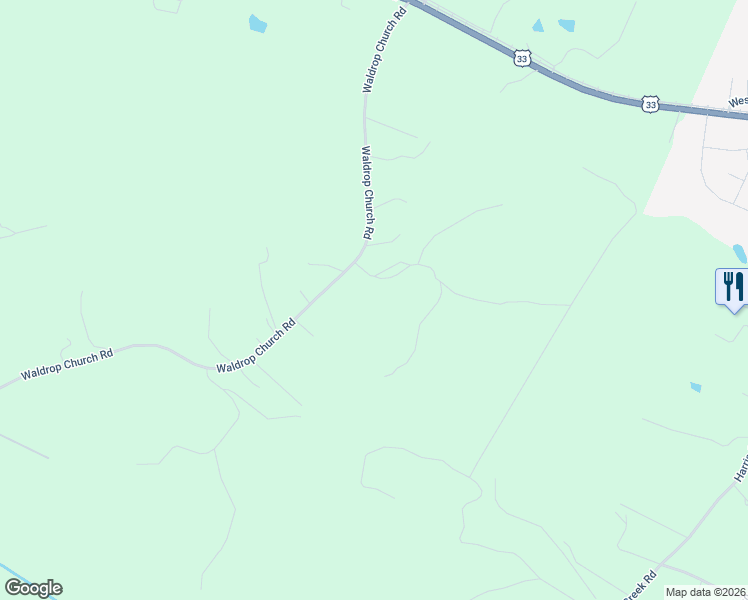 map of restaurants, bars, coffee shops, grocery stores, and more near 3560 Waldrop Church Road in Louisa