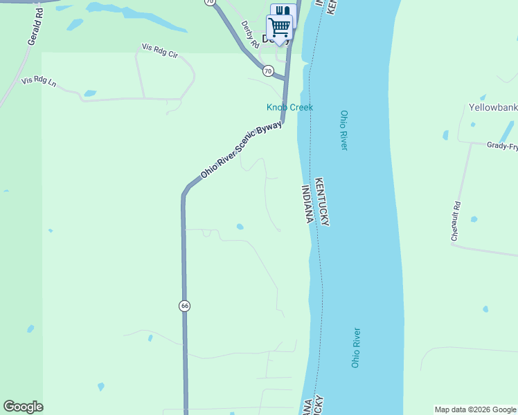 map of restaurants, bars, coffee shops, grocery stores, and more near 12422 Indiana 66 in Derby