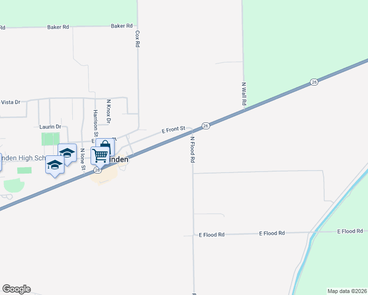 map of restaurants, bars, coffee shops, grocery stores, and more near 5081 North Flood Road in Linden