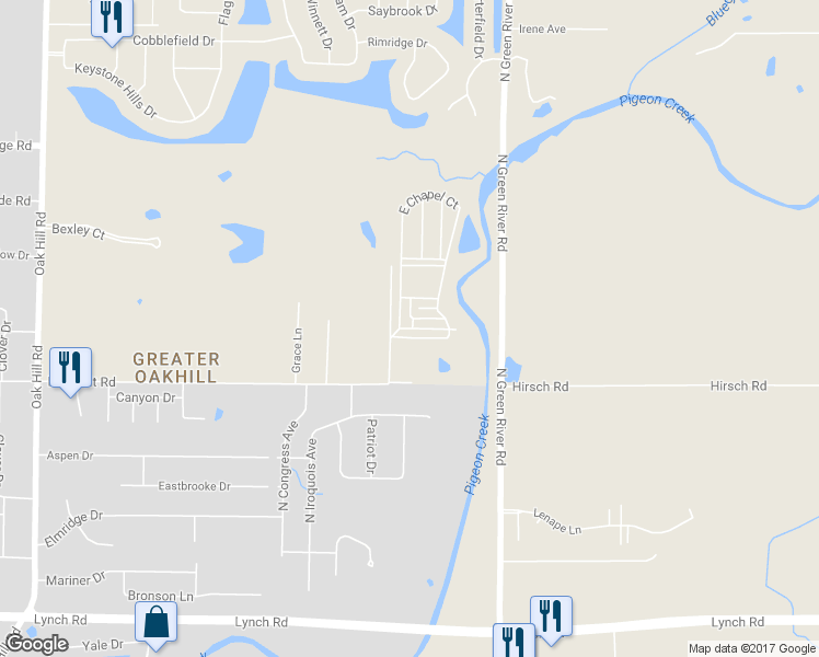map of restaurants, bars, coffee shops, grocery stores, and more near 4522 Crestview Drive in Evansville