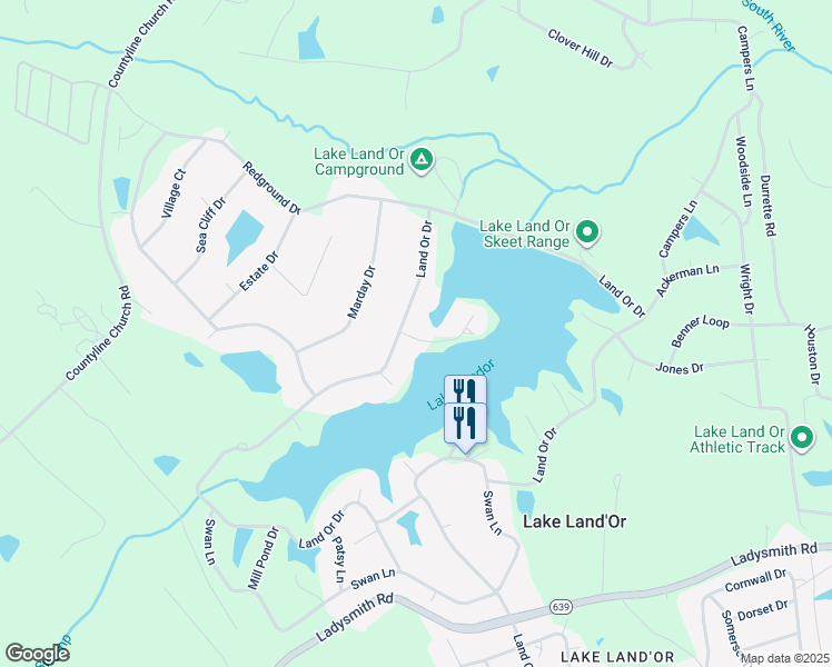 map of restaurants, bars, coffee shops, grocery stores, and more near 19 Greenvale Court in Ruther Glen