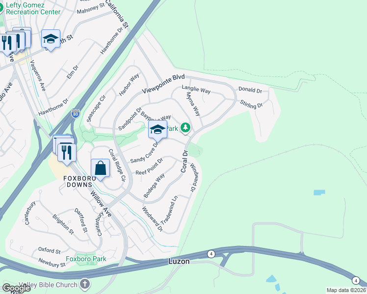 map of restaurants, bars, coffee shops, grocery stores, and more near 938 Sandy Cove Drive in Rodeo