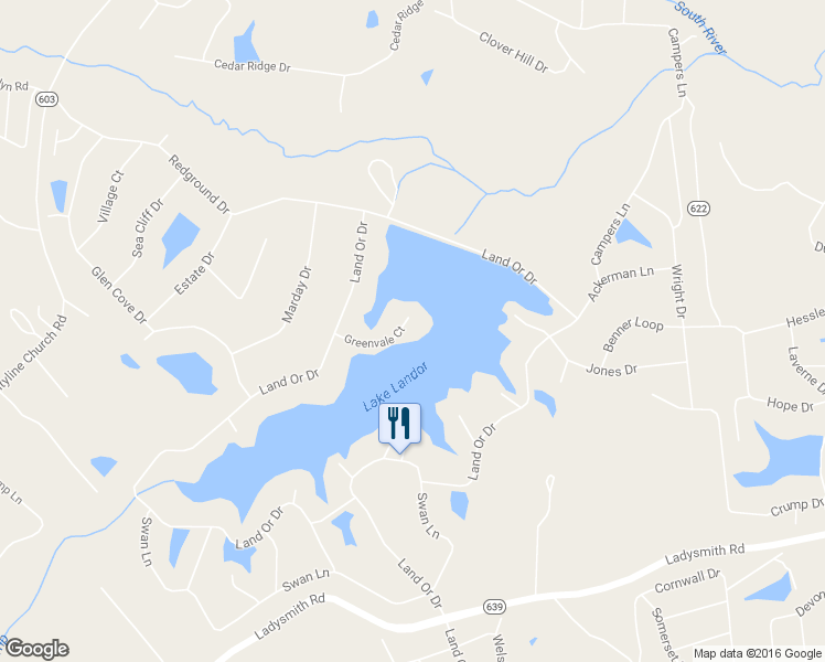 map of restaurants, bars, coffee shops, grocery stores, and more near 20 Greenvale Court in Ruther Glen