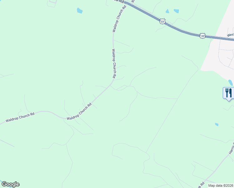 map of restaurants, bars, coffee shops, grocery stores, and more near 150 Martin Village Road in Louisa