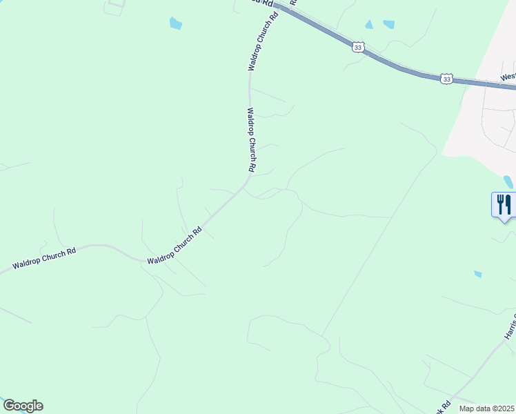 map of restaurants, bars, coffee shops, grocery stores, and more near Martin Village Road in Louisa County