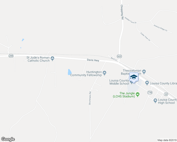 map of restaurants, bars, coffee shops, grocery stores, and more near 95 Onionville Road in Mineral