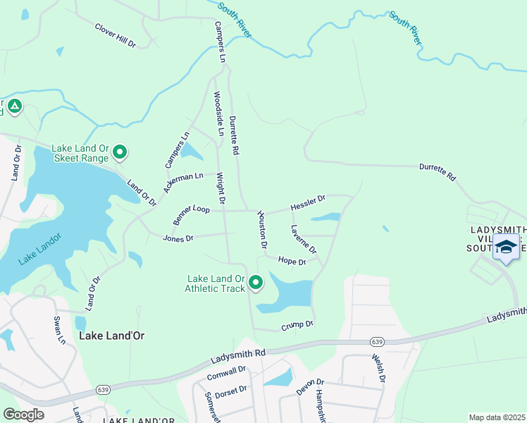 map of restaurants, bars, coffee shops, grocery stores, and more near 820 Houston Drive in Ruther Glen