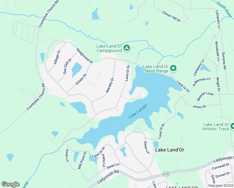 map of restaurants, bars, coffee shops, grocery stores, and more near 386 Land Or Drive in Ruther Glen