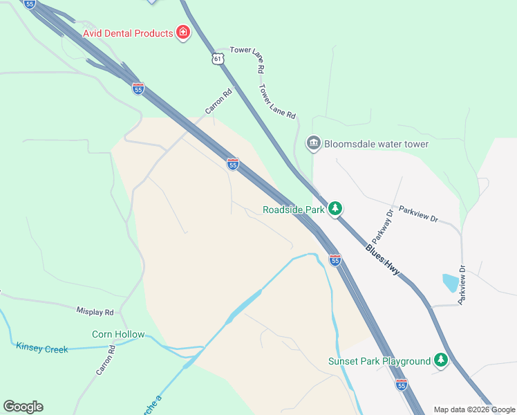 map of restaurants, bars, coffee shops, grocery stores, and more near 7192 Jones Road in Bloomsdale
